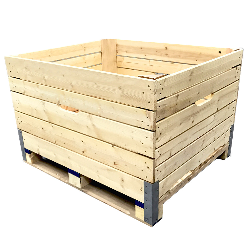Wooden box on blocks for apples